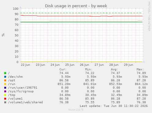 Disk usage in percent